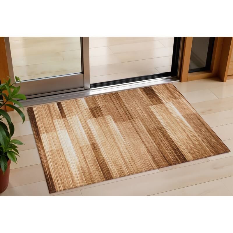 HomeRoots Striped Transitional Rectangle Outdoor Rug - 3' x 5'