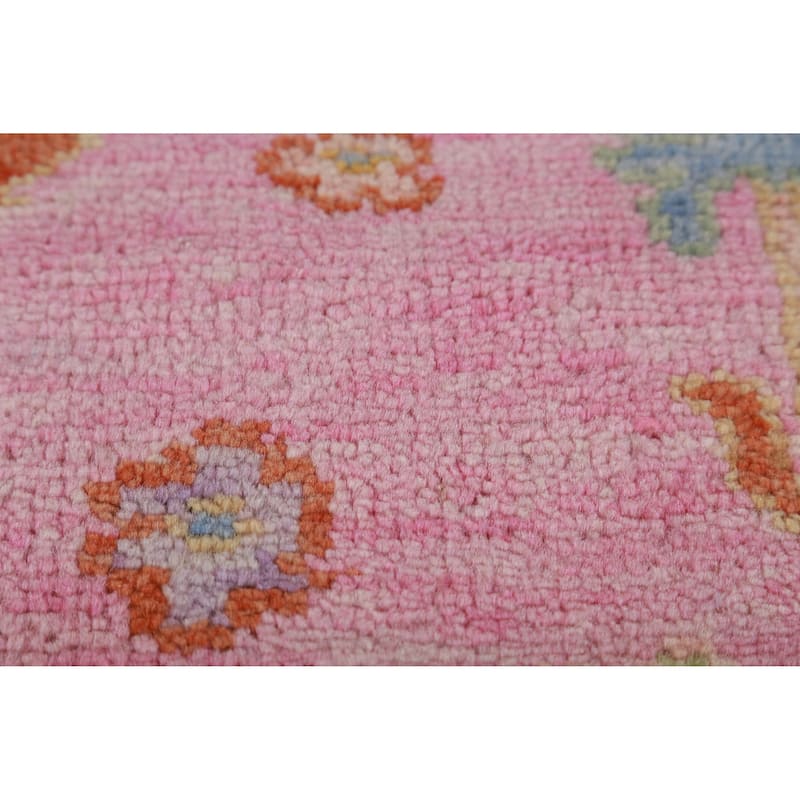 Pink Blue Floral Oushak Indian Large Rug Handmade Wool Carpet - 7'11" x 16'0"