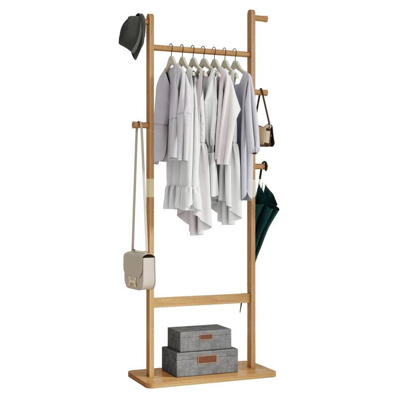 Modern Minimalist Solid Wood Coat Rack with Natural Texture, Easy to Assemble, Durable, Suitable for Entrance and Hallway