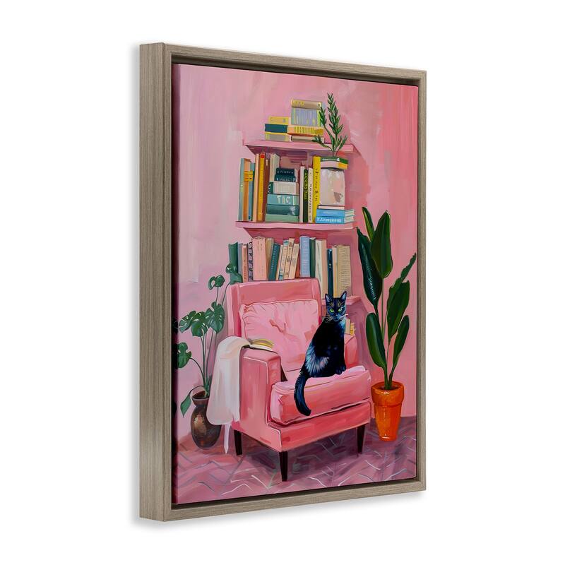 Stupell Calm & Cozy Pink Interior Framed Floater Canvas Wall Art Design By Lil' Rue
