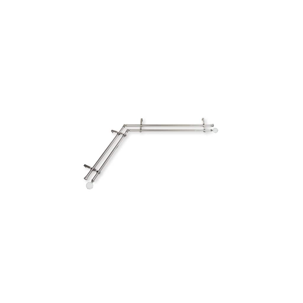 Corner Window Curtain Rod Double Rod Adjustable Satin Nickel 48-84 Inch - M