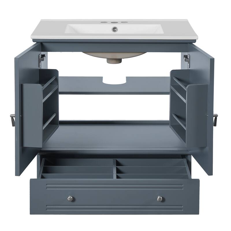 30" Modern Bathroom Vanity with Ceramic Sink