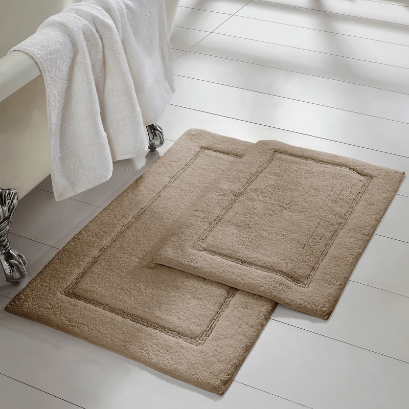 Modern Threads Solid-loop Differently Sized Bathmats (Set of 2) - Taupe