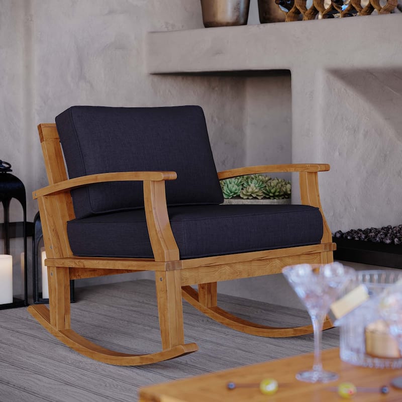 Marina Outdoor Patio Teak Rocking Chair - Navy