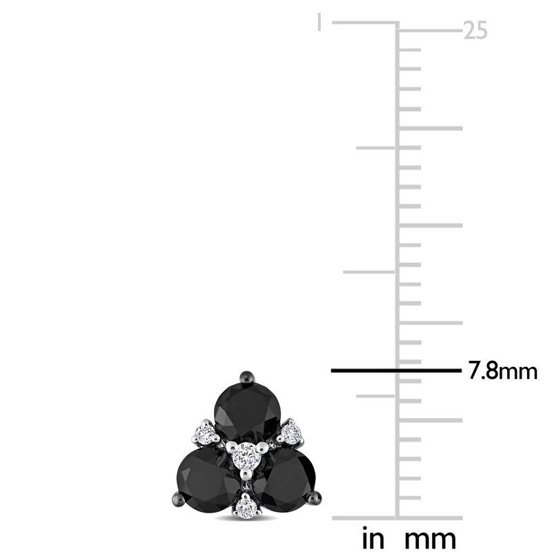 Miadora 1 1/2ct TDW Black and White Diamond Clustered Stud Earrings in 10k White Gold