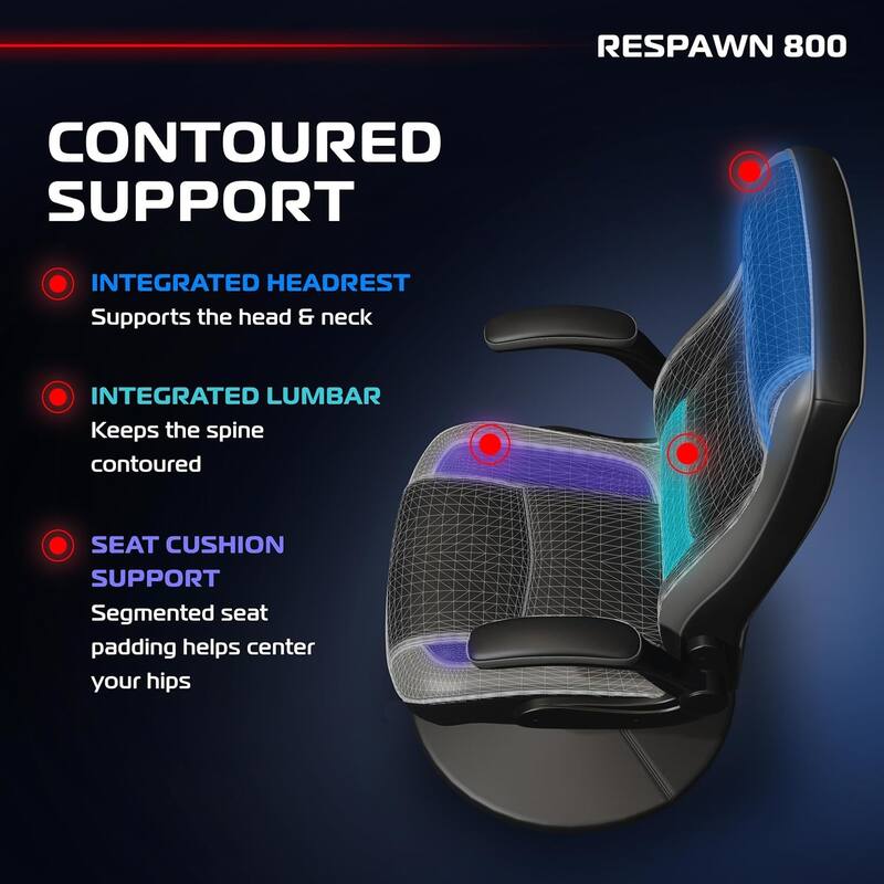 RESPAWN 800 Gaming Chair Floor, Swivel Rocker Gaming Chair, High Back Ergonomic Floor Gaming Chair for Kids and Adults