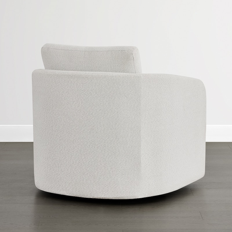 Spruce & Spring Modern Upholstered Swivel Barrel Accent Chair with Ottoman & Removable Slipcover