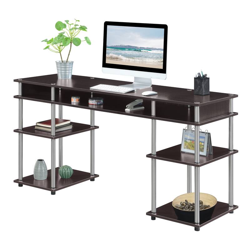 Convenience Concepts Designs2Go No Tools 60 inch Deluxe Student Desk with Shelves