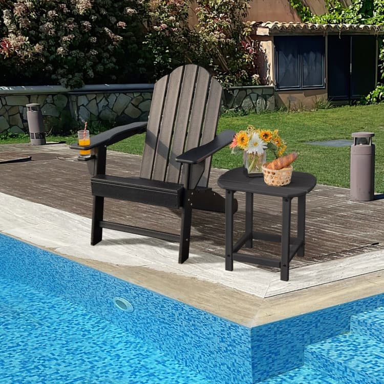 Outdoor Adirondack Chair with Built-in Cup Holder for Backyard Porch - 34" x 31" x 37" (L x W x H)