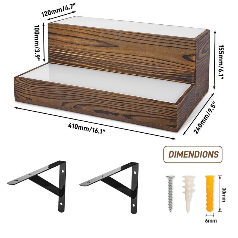 Wine Rack with LED Light - 16.1"D x 9.5"W x 5.9"H