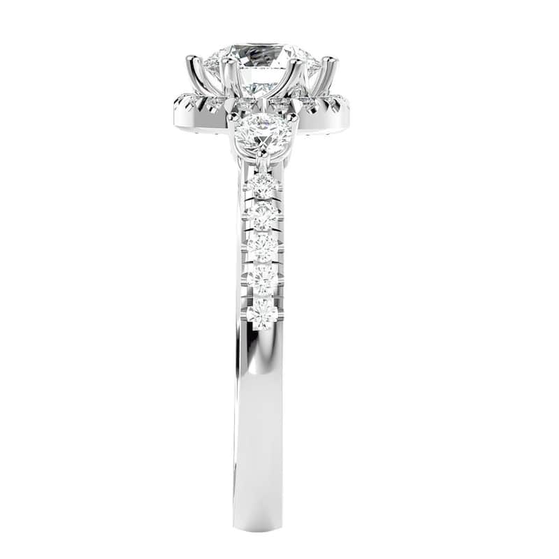 1 1/2Ct Moissanite & Diamond Engagement Ring in White, Yellow, or Rose Gold