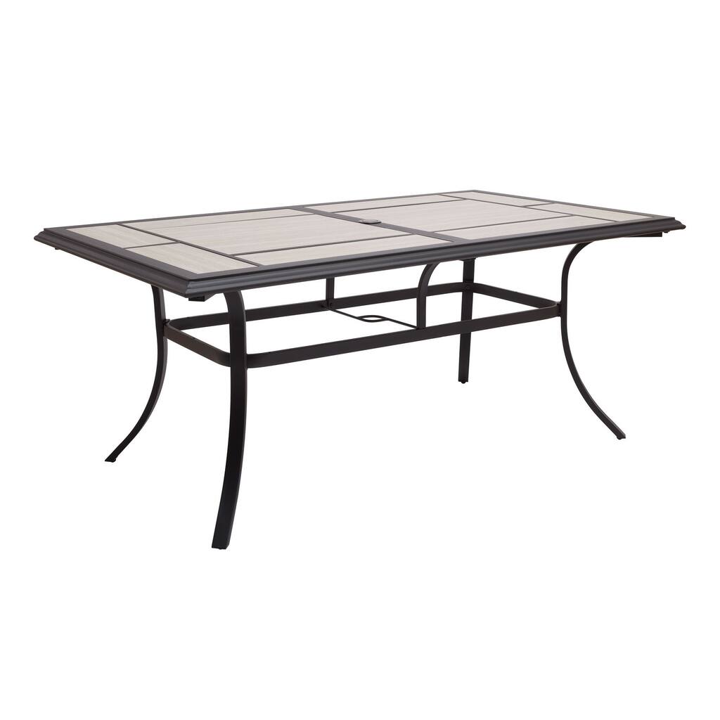 Newport Outdoor Ceramic Tile Top Dining Table with Umbrella Hole, Gray