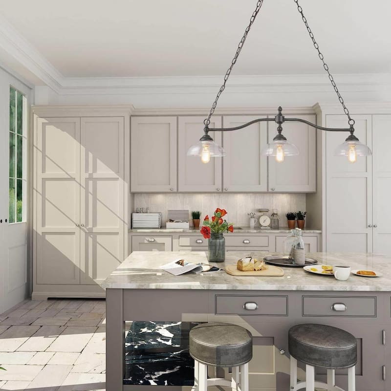 Carbon Loft Miskimins 3-light Oil-rubbed Bronze Chandelier Linear Glass Kitchen Island - L38"xW7.9"xH8.3"