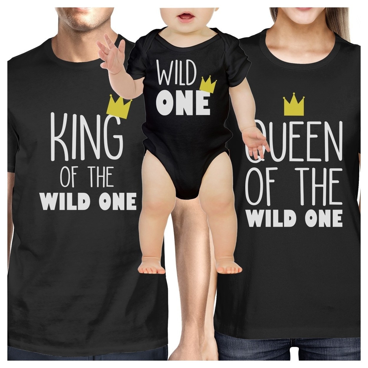 Shop King Queen Wild One Crown Family Black Matching Clothes Baby