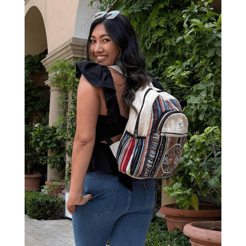 Kathmandu Collection Handmade Cotton and Hemp Tree of Life Backpack