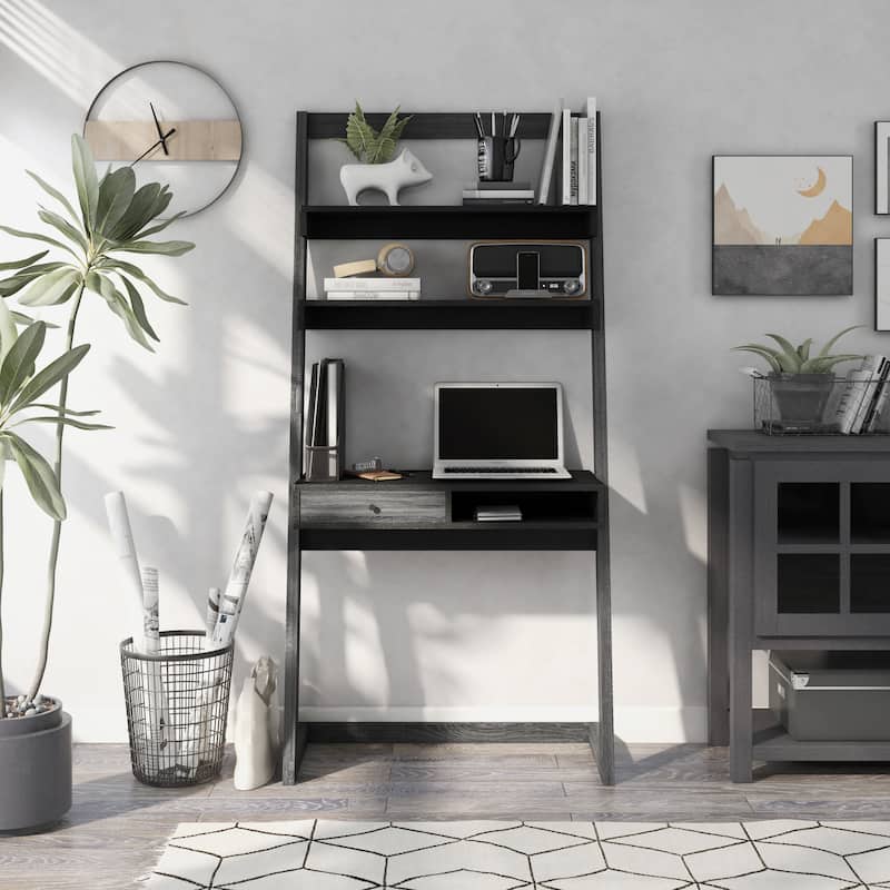 Tali Contemporary 2-Shelf Wall Leaning Desk with Drawer by Furniture of America