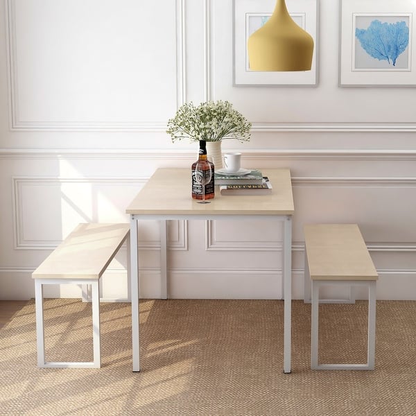 Shop 3 Piece Dining Table Set Kitchen Table With Two Benches