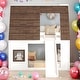 preview thumbnail 1 of 8, Twin Size Wood House Bunk Bed with Roof, Ladder and Slide, White+Brown White+Brown - Twin