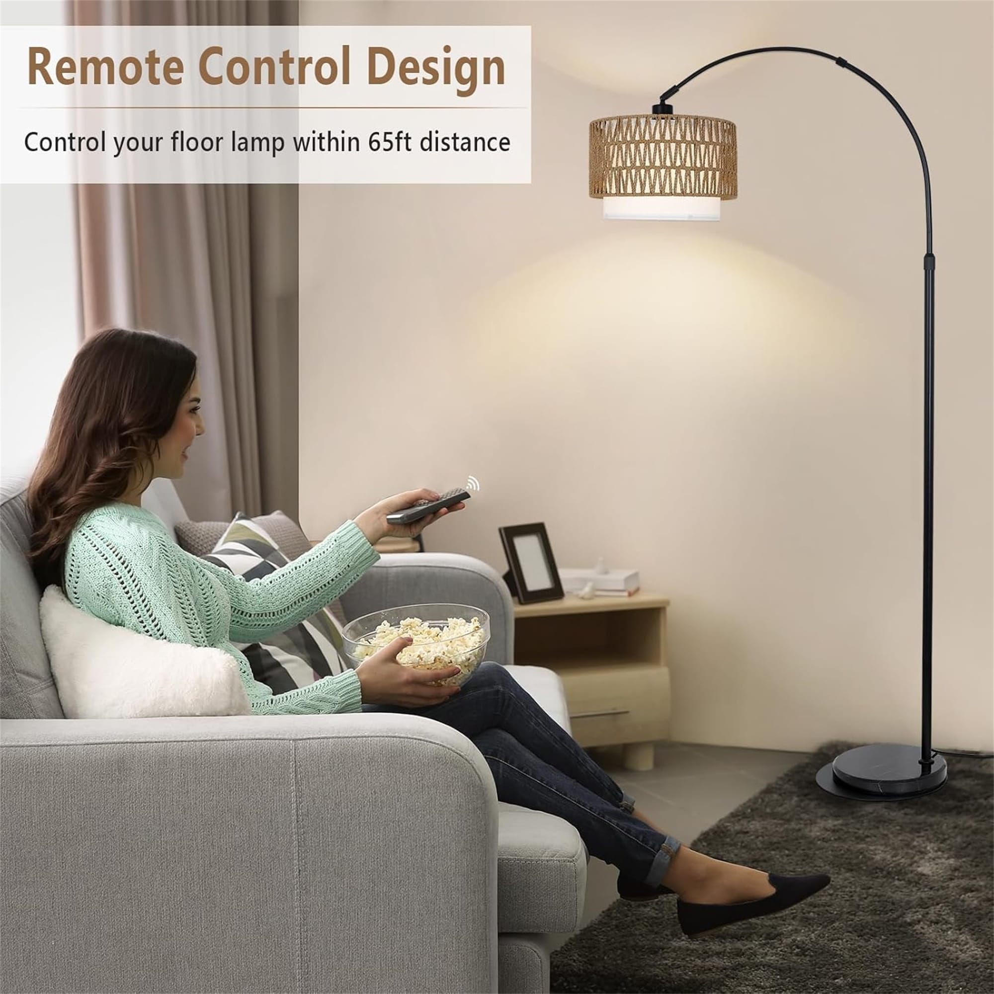 Dimmable Arc Floor Lamp with Remote - Bed Bath & Beyond - 43298669