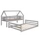 preview thumbnail 6 of 31, Twin over Full House Bunk Bed with Pitched Roof and Built-in Ladder, Grey, Convertible to Two Separate Beds
