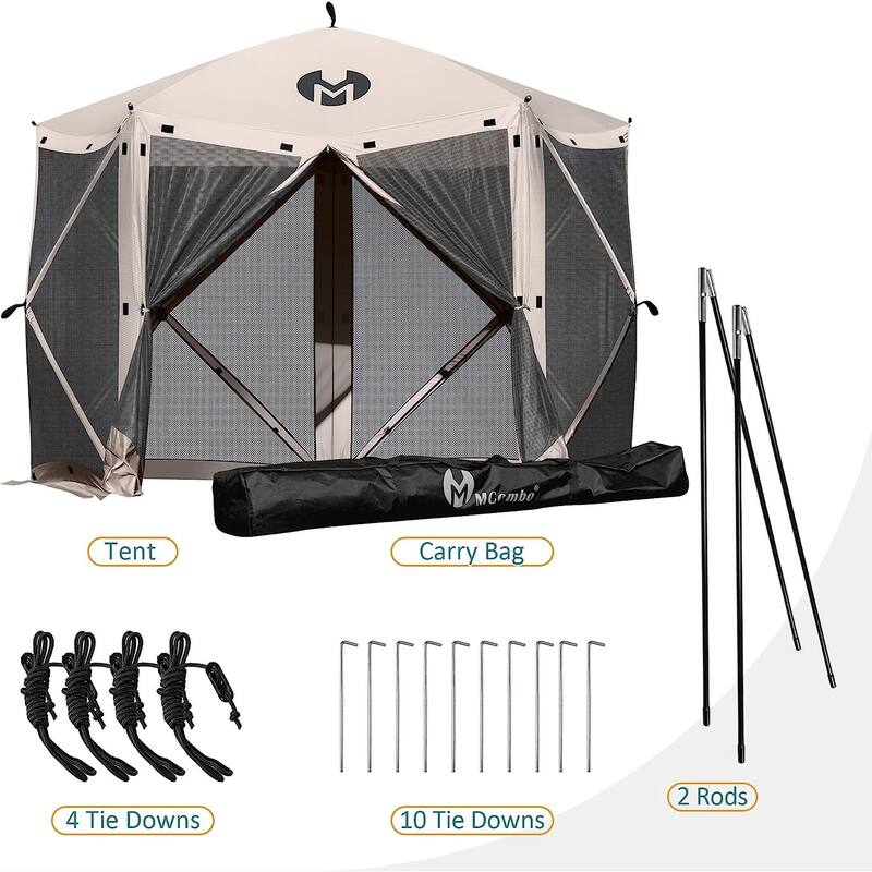 Exacme Portable Gazebo Pop up Tent for Camping, Outdoor Four Sides Pop-up Clam Screen Tent with Canopy Shelter, 1024-5PC