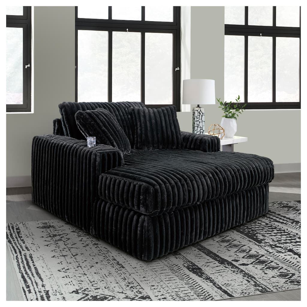 Signature Design by Ashley Midnight-Madness Black Oversized Chaise - 64"W x 68"D x 41"H