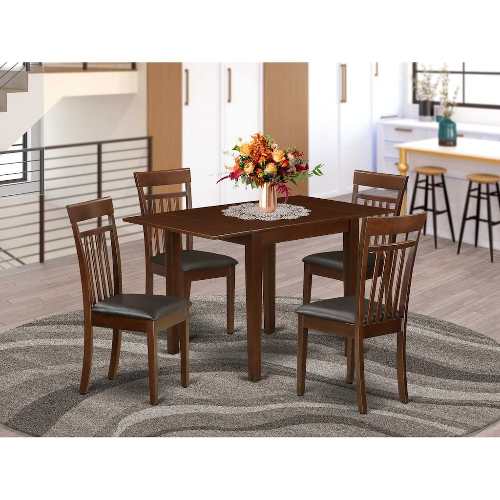 HomeStock 5-Pc Mahogany Finish Solid Wood Top - Dining Room Set - Seats 4