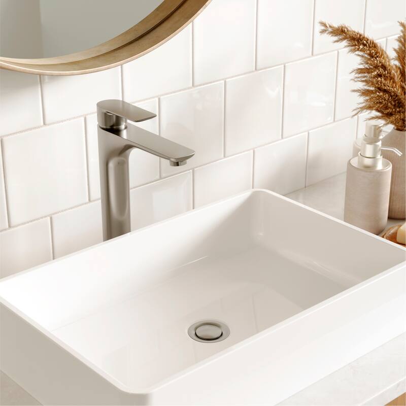 Karran Kayes Single Hole Single Handle Vessel Bathroom Faucet with Matcing Pop-up Drain