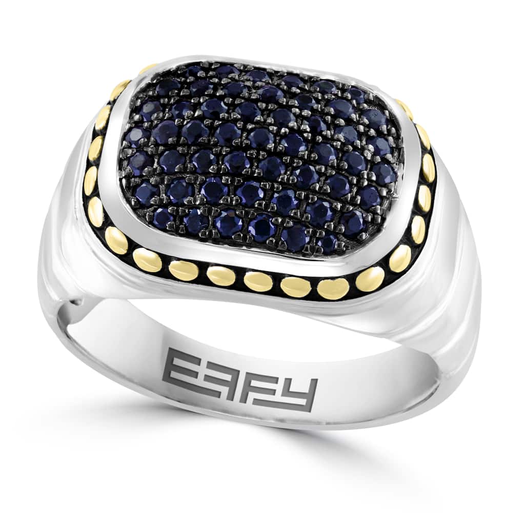 EFFY Men's 925 Sterling Silver Black Sapphire Ring