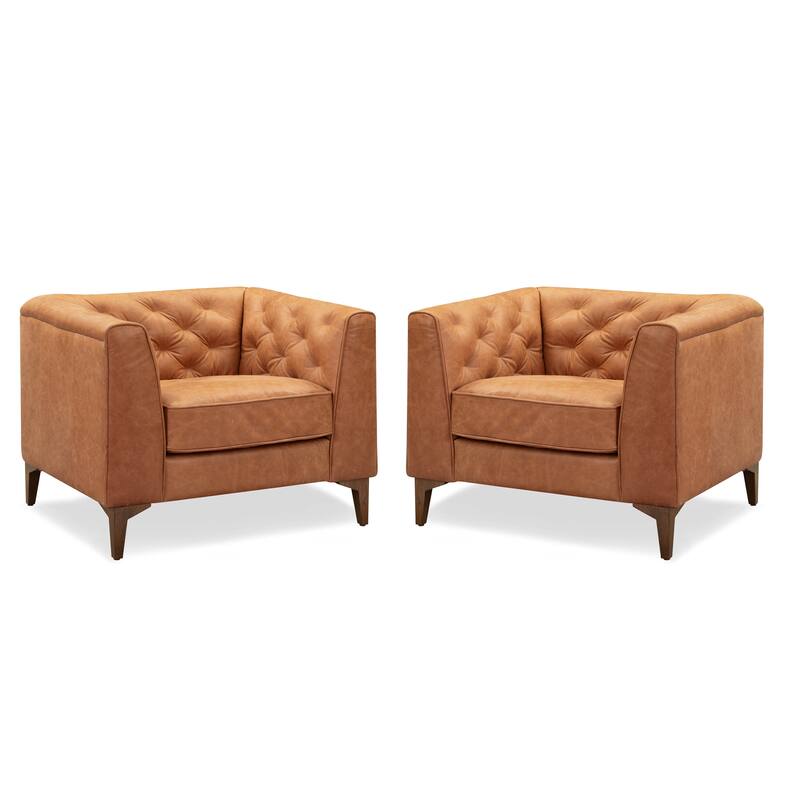 Poly & Bark Essex Lounge Chair (Set of 2) - Genuine Italian Leather