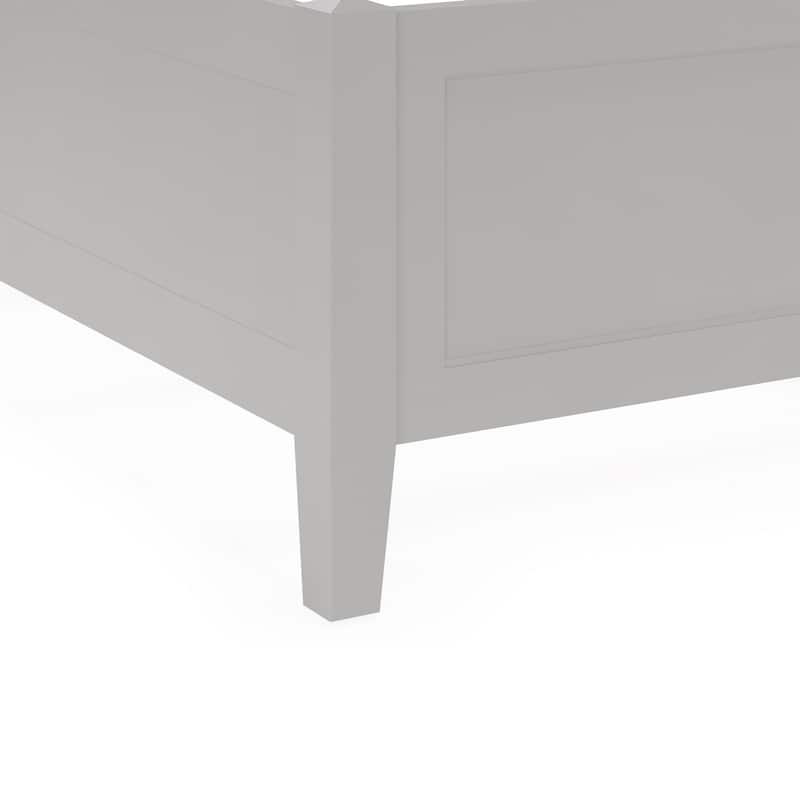 Fritz Queen Size Bed, Three Panel Design, Beveled Top, Gray Solid Wood