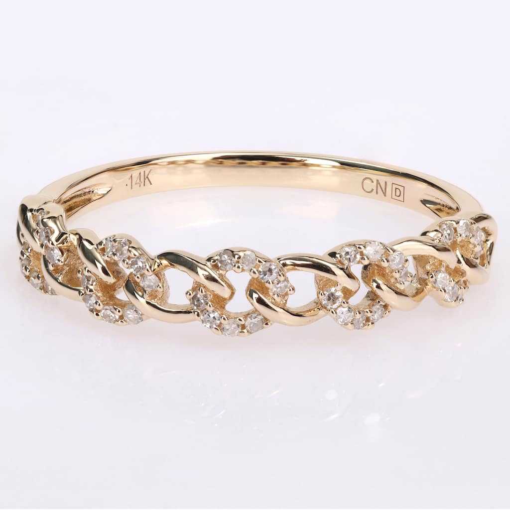 Miadora 1/8ct TDW Diamond Stackable Link Ring in 14k Yellow Gold