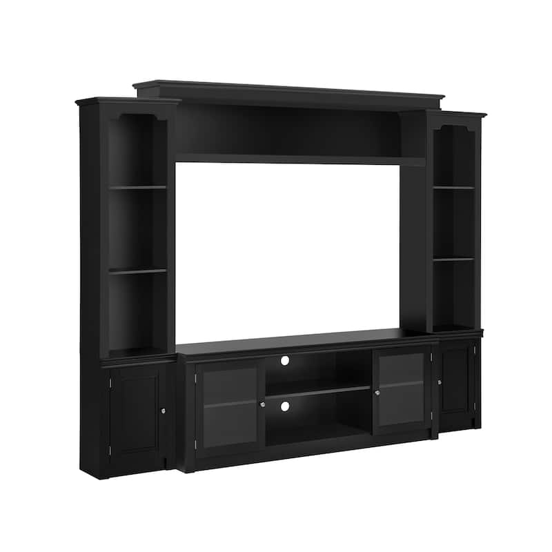 Living Room Entertainment Center Wall Unit Media Console for TVs Up to 65", Integrated TV Stand Bookshelf and Display Cabinet