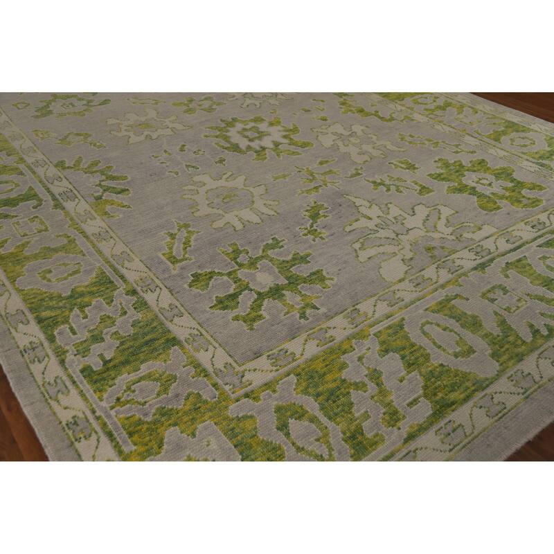 Hand Knotted Oriental 100% Wool Carpet Transitional All-Over Greys & Charcoal Oushak Area Rug - 13' 8'' X 9' 4''