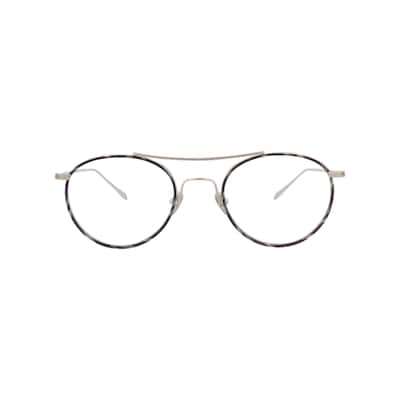 Maui Jim Round-Frame Titanium and Nylon Optical Frames, Transparent Lens, Grey Tort/Brushed Silver Titanium Frame