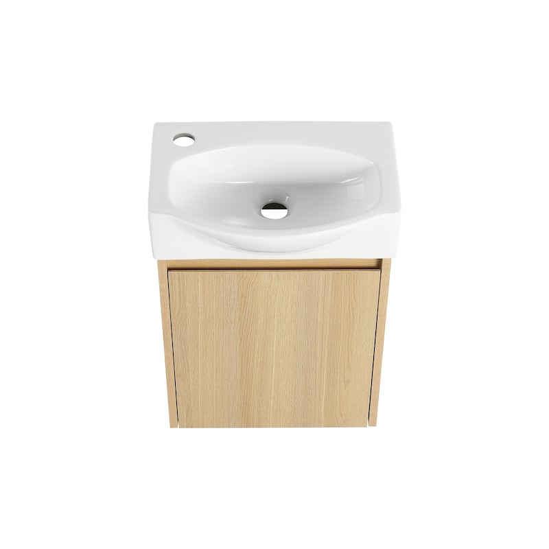 16 in. W x 11 in. D x 22 in. H Single Sink Wall-Mounted Bath Vanity with White Resin Top