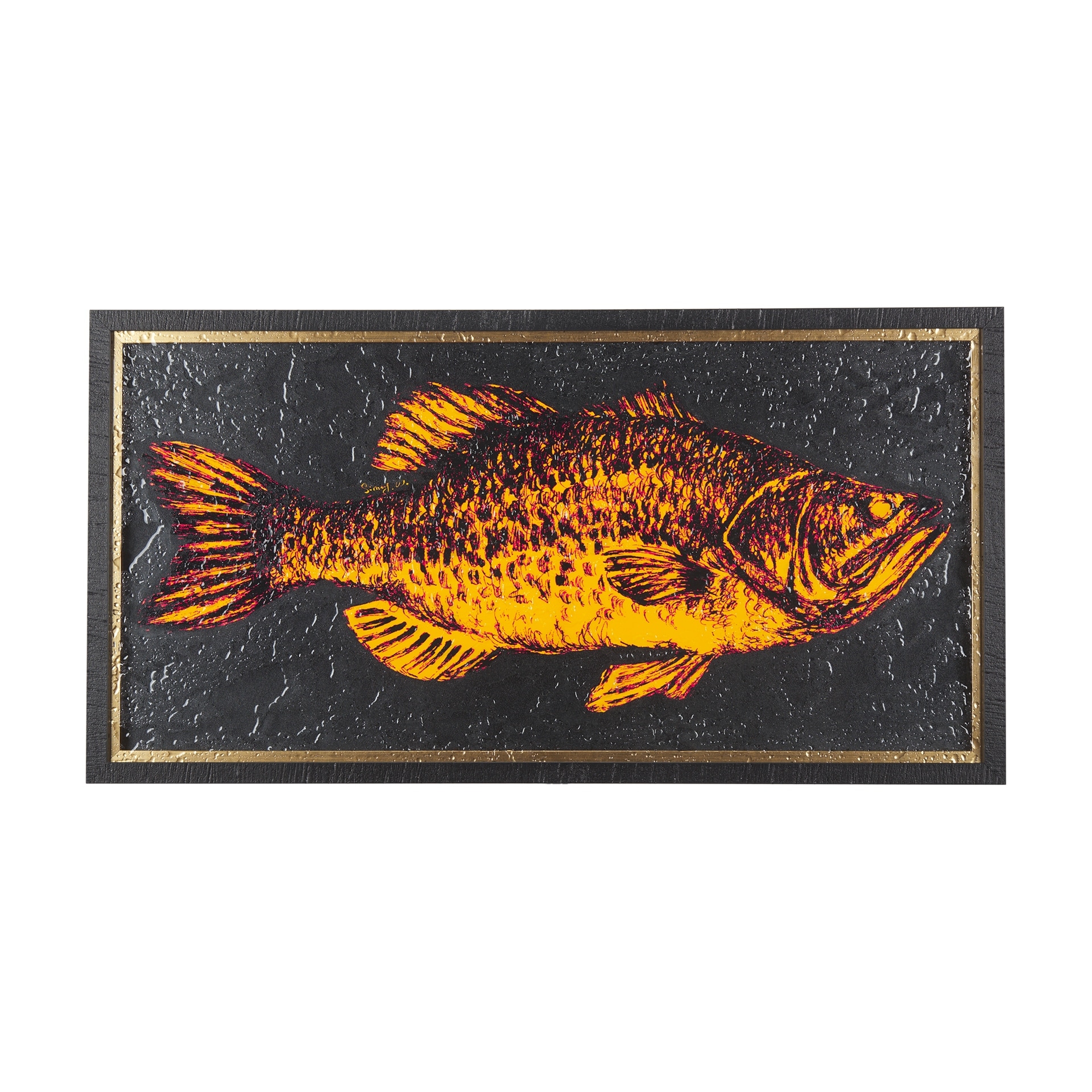 Largemouth Bass Orange by Mercana Studio a Hand Embellished Textured Framed Art Print