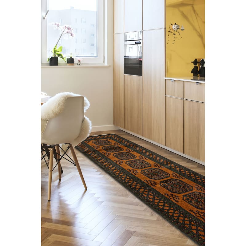 ECARPETGALLERY Hand-knotted Uzbek Kargahi Brown Wool Rug - 2'9 x 15'11