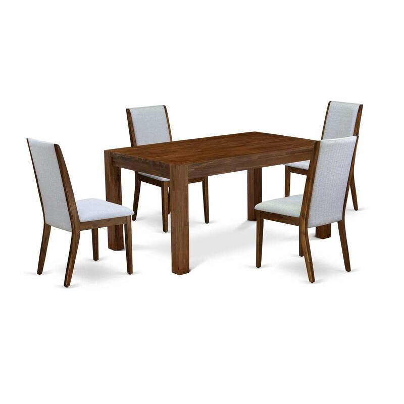 5-Piece Multi-Color Solid Wood Top - Rectangular Dining Room Set - Seats 4