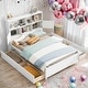 preview thumbnail 13 of 22, Full Size Platform Bed with Storage Headboard, Charging Station and 4-Drawers, Grey White