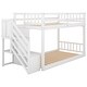 preview thumbnail 17 of 16, Twin over Twin Floor Kids Bunk Bed, Ladder with Storage, Gray