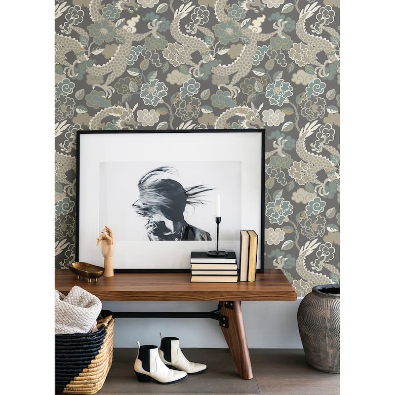 A-Street Prints Yanci Stone Dragon Wallpaper