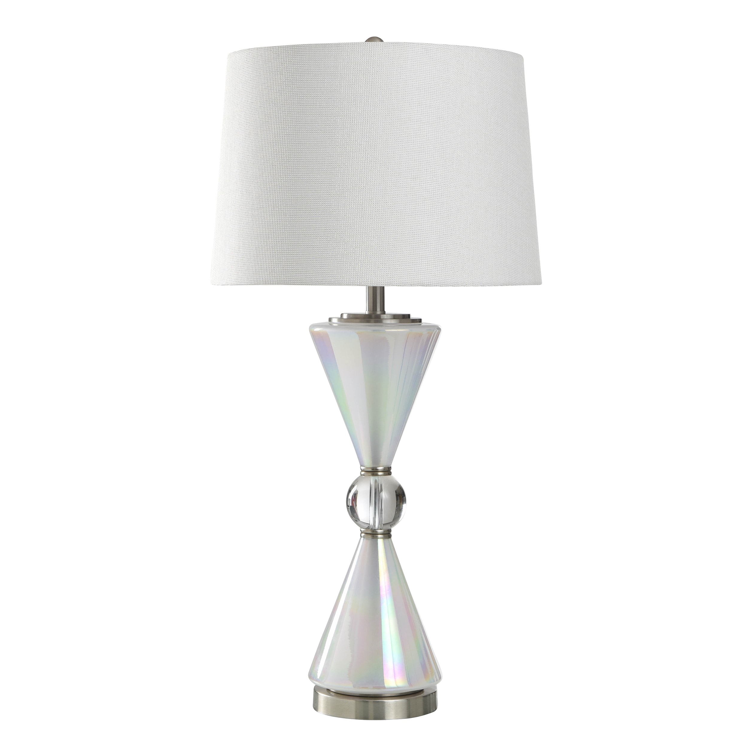 StyleCraft Glass Table Lamp - Juno White - Off-White Shade