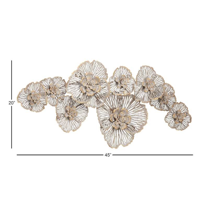 Gray Metal Floral Home Wall Decor