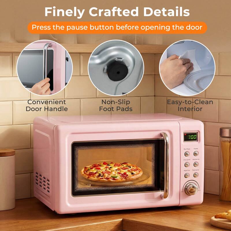 Costway 0.7Cu.ft Retro Countertop Microwave Oven 700W LED Display - See details