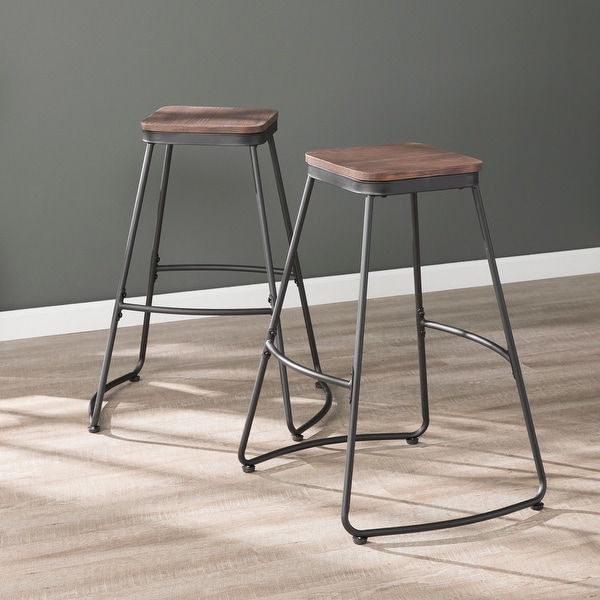 Carbon Loft Raymer Industrial Black Metal Barstools (Set of 2). Opens flyout.