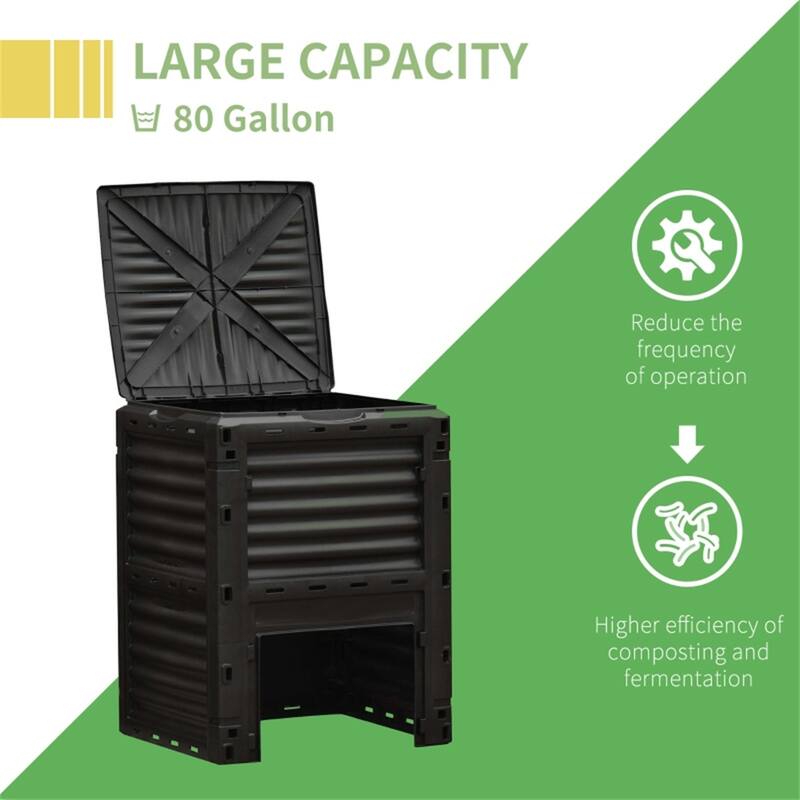 Outdoor Compost Bin with Ventilation System - 23.75''L x 23.75''W x 32''H