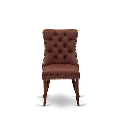 East West Furniture Dining Room Set Includes a Square Solid Wood Table and Upholstered Chairs, Mahogany (Pieces Options)