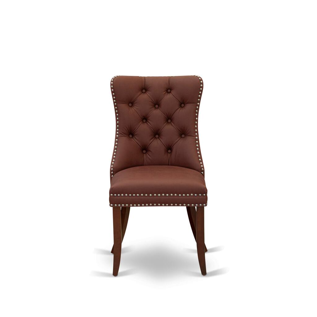 East West Furniture Dining Room Set Includes a Square Solid Wood Table and Upholstered Chairs, Mahogany (Pieces Options)
