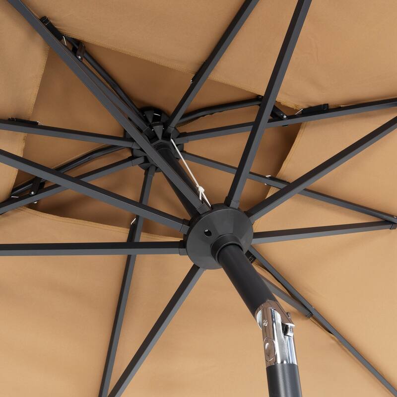 10 x 6.5 FT Rectangular Double Top Patio Market Umbrella with Black Base Weight Stand